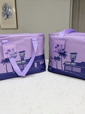 Trader Joe's lavender Reusable Insulated Tote Bags (2) (Limited)